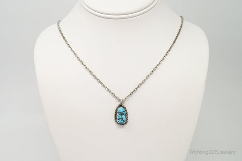 VTG Handmade Native American George Lee Turquoise Sterling Silver Necklace