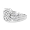 10K White Gold Ring 3/4 Cttw Round and Baguette-Cut Diamond Bypass Ring (H-I Color, I2-I3 Clarity) - Size 6