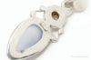 Large Designer Supreme Jewelers Blue Chalcedony Pearl Sterling Necklace Pendant