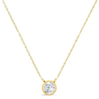 .925 Sterling Silver 1/10 Cttw Round-Cut Diamond Bezel 18" Pendant Necklace (J-K Color, I1-I2 Clarity)