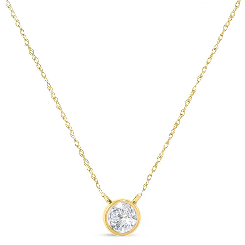 .925 Sterling Silver 1/10 Cttw Round-Cut Diamond Bezel 18" Pendant Necklace (J-K Color, I1-I2 Clarity)