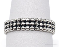Vintage Triple Beaded Row Style Sterling Silver Band Ring - Size 9