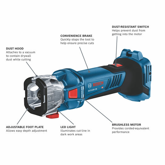 BOSCH GCU18V-30N 18V Brushless Cut-Out Tool (Bare Tool)