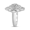 14K White Gold 7/8 Cttw Round and Baguette-Cut Diamond Cluster Ring (H-I Color, SI2-I1 Clarity) - Size 7