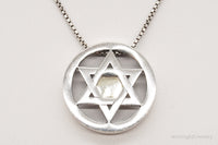Vintage Star Of David Brass Copper Sterling Silver Necklace