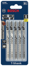 BOSCH T101BF 5 pc. 4 In. 10 TPI Variable Pitch Clean for Hardwood T-Shank Jig Saw Blades
