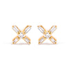 10K Yellow Gold 1/10 Cttw Round and Baguette Diamond Criss Cross X Stud Earring (H-I Color, I1-I2 Clarity)