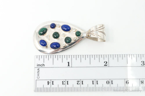 Large Desert Rose Trading Lapis Lazuli Malachite Sterling Silver Pendant