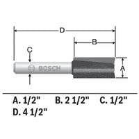 BOSCH 85252MC 1/2 In. x 2-1/2 In. Carbide-Tipped Double-Flute Straight Router Bit