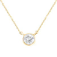 .925 Sterling Silver 1/2 Cttw Diamond Bezel 18" Pendant Necklace (I-J Color, I2-I3 Clarity)