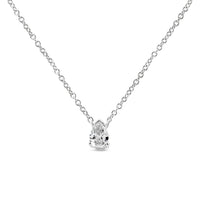 14K White Gold 1/5 Cttw Pear Shape Solitaire Diamond 18" Pendant Necklace (G-H Color, VS2-SI1 Clarity)