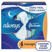 Always Infinity Overnight Flex Foam Pads with Wings; Size 4 38 Ct EasyOptionXY LLC