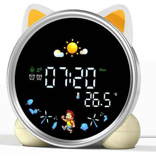 Hansang Alarm Clock for Kids, Ok to Wake Clock, Sleep Training Cat Digital Alarm Clock with 5 Night Light EasyOptionXY LLC