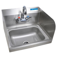 BK Resources Stainless Steel Hand Sink with Side Splashes & Faucet