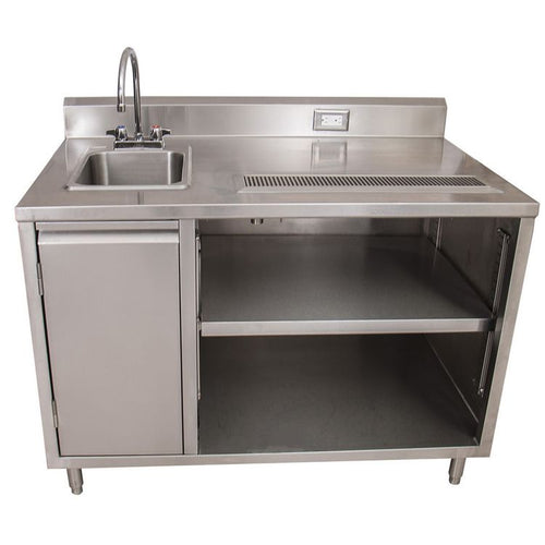 BK Resources Stainless Steel Beverage Table with Sink