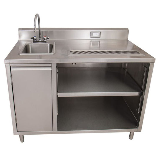 BK Resources Stainless Steel Beverage Table with Sink