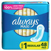 Always Maxi Daytime Pads without Wings Regular Unscented; 48 Ct Size 1 EasyOptionXY LLC