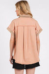 Mittoshop Mineral Washed Half Button Polo Top