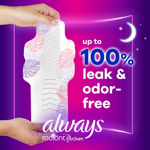 Always Radiant Overnight Pads with Wings Scented; Size 4 20 Ct EasyOptionXY LLC