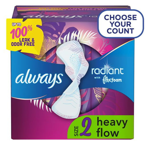 Always Radiant Feminine Pads for Women Heavy with Wings Scented; 26 Ct Size 2 EasyOptionXY LLC