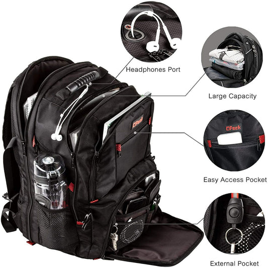 OPACK Extra Large RFID-Safe Travel Black Backpack Unisex TSA Friendly EasyOptionXY LLC