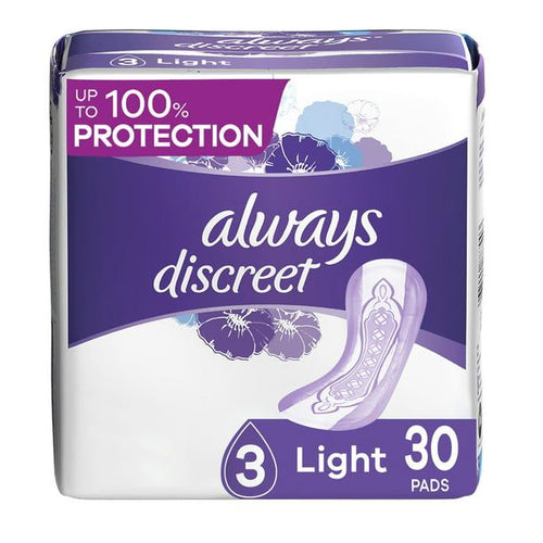 Always Discreet Incontinence Pads for Women Light; 30 Count EasyOptionXY LLC