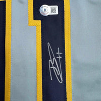 Framed Autographed/Signed Jackson Chourio 35x39 Milwaukee Grey Baseball Jersey Beckett BAS COA