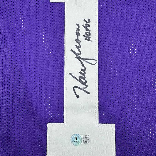 Framed Autographed/Signed Warren Moon HOF 06 35x36 Minnesota Purple Football Jersey Beckett BAS COA