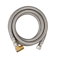 6ft Dishwasher Hose, with attached 90 degree 3/8" comp x 3/8" MIP elbow, Premium Stainless Steel