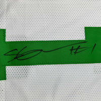 Framed Autographed/Signed Ahmad Sauce Gardner 35x39 New York White Retro Football Jersey Beckett BAS COA