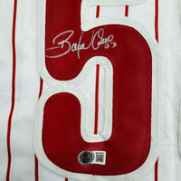 Framed Autographed/Signed Bobby Abreu 35x39 Philadelphia Pinstripe Baseball Jersey Beckett BAS COA
