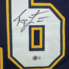 Framed Autographed/Signed Ryan Leaf 35x39 San Diego Dark Blue Football Jersey Beckett BAS COA
