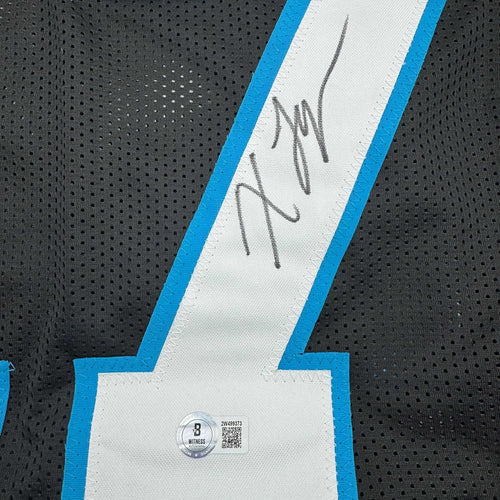 Framed Autographed/Signed Xavier Legette 35x39 Carolina Black Football Jersey Beckett BAS COA