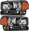 Lbrst Headlight Assembly For Gmc Sierra 1500 19992006 Classic 2007 2500 19992004 Black Housing Amber Reflector Clear Lens Driver And Passenger Side Headlamp