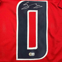 Framed Autographed/Signed Azeez Al Shaair 35x39 Houston Red Football Jersey Beckett BAS COA