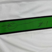 Framed Autographed/Signed Ahmad Sauce Gardner 35x39 New York White Football Jersey Beckett BAS COA