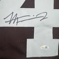 Framed Autographed/Signed Harold Fannin Jr. 35x39 Cleveland Football Brown Jersey JSA COA
