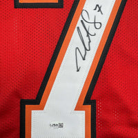 Framed Autographed/Signed Martin Gramatica 35x39 Tampa Bay Red Football Jersey JSA COA
