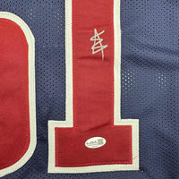 Framed Autographed/Signed Will Anderson Jr. 35x39 Houston Blue Alternate Football Jersey JSA COA