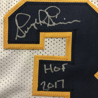 Framed Autographed/Signed George McGinnis HOF 17  35x39 Indiana White Basketball Jersey JSA COA
