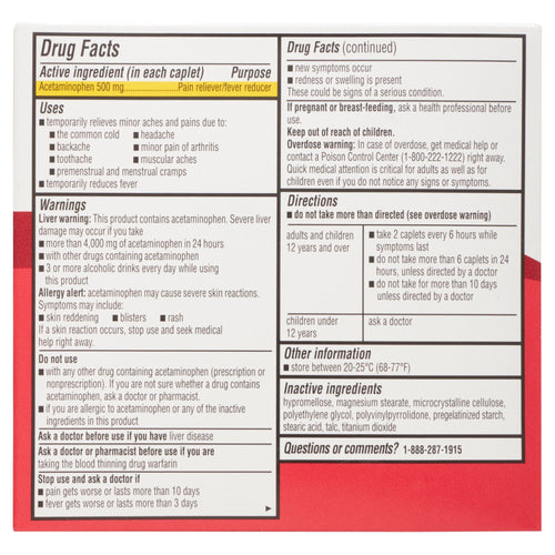 Equate Extra Strength Acetaminophen Pain Reliever Caplets; 500 mg; 200 Count; 2 Pack EasyOptionXY LLC