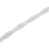 14K White Gold 2-1/2 Cttw Round-Brilliant & Baguette Cut Diamond 7" Alternating Flared Links Tennis Bracelet (H-I Color, SI1-SI2 Clarity)