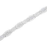 14K White Gold 2-1/2 Cttw Round-Brilliant & Baguette Cut Diamond 7" Alternating Flared Links Tennis Bracelet (H-I Color, SI1-SI2 Clarity)