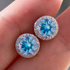 925 Sterling Silver 1ct Moissanite Round Stud Earrings Bridal Wedding Gift