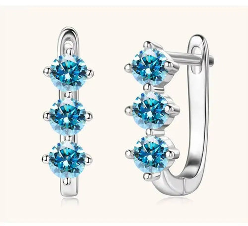 925 Sterling Silver Moissanite Hoop Earrings.1ct 6D For Women Valentine Gift