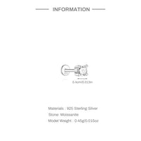 925 Sterling Silver Mini Moissanite Four-Claw Screw Stud Earrings For Women