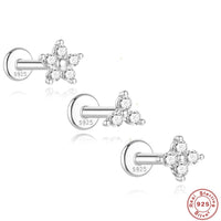 925 Sterling Silver Mini Moissanite Four-Claw Screw Stud Earrings For Women
