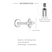 925 Sterling Silver Mini Moissanite Four-Claw Screw Stud Earrings For Women