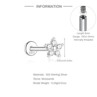 925 Sterling Silver Mini Moissanite Four-Claw Screw Stud Earrings For Women
