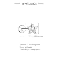 925 Sterling Silver Mini Moissanite Four-Claw Screw Stud Earrings For Women